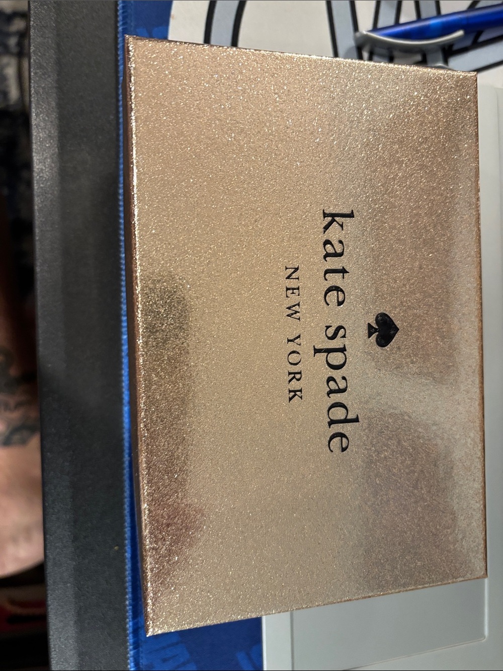 kate spade Rose Gold Glitter Logo Box